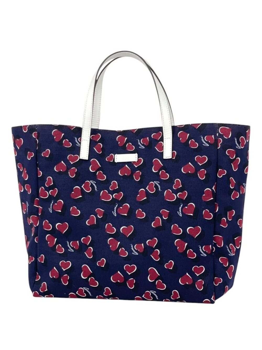Gucci Tote Bag Heart Beat Canvas Navy